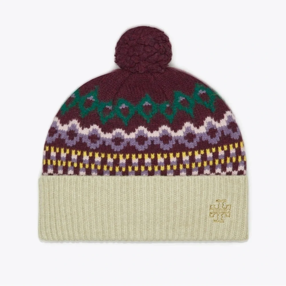 Tory Burch Fair Isle Hat Winter Fairisle Misted Lichen